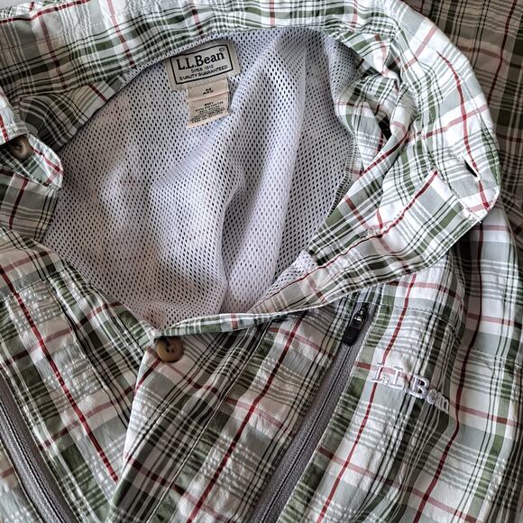 L.L. Bean PFG Multicolored Plaid Shirt w/ Roll Tab Sleeves - Men Size M - Picture 8 of 14